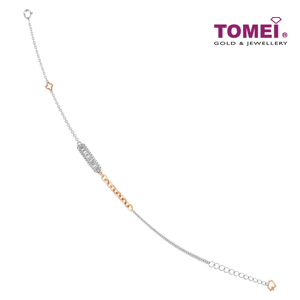 TOMEI Joyous Tinsels Collection Diamond Bracelet, White+Rose Gold 585
