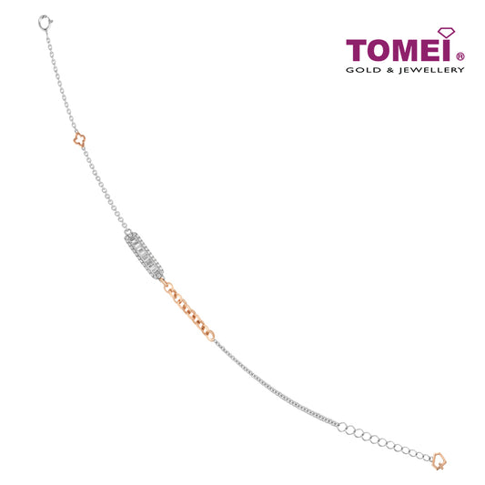 TOMEI Joyous Tinsels Collection Diamond Bracelet, White+Rose Gold 585