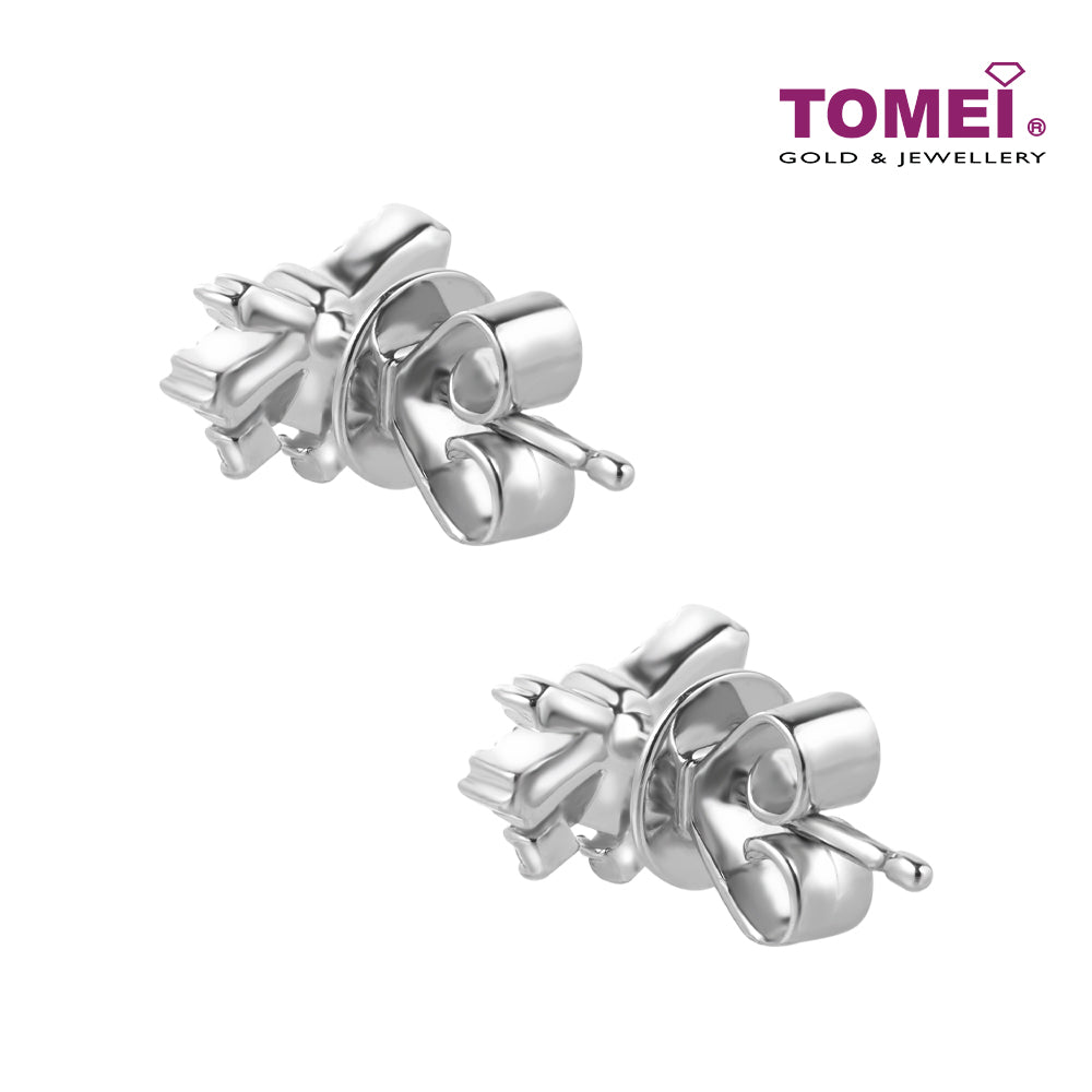 TOMEI White Christmas Collection Diamond Earrings, White+Rose Gold 585