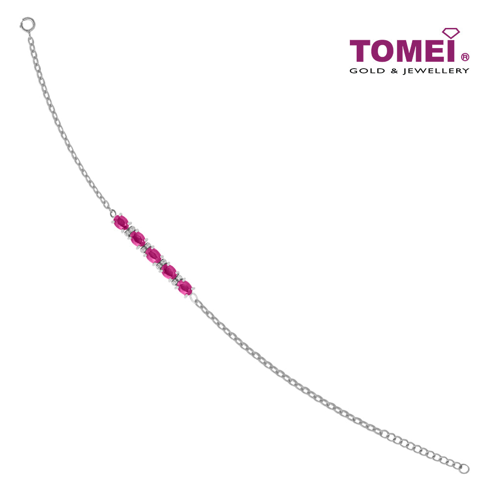 TOMEI Gemstones with Diamond Bracelet, White Gold 375