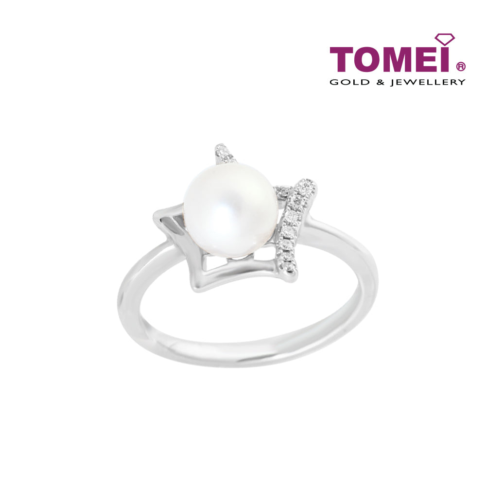 TOMEI Astral Glamour of the Seas Ring, Diamond Pearl White Gold 375 (R4217)