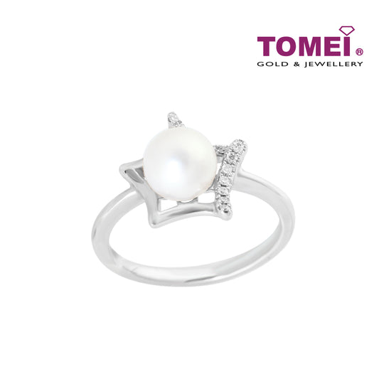 TOMEI Astral Glamour of the Seas Ring, Diamond Pearl White Gold 375 (R4217)