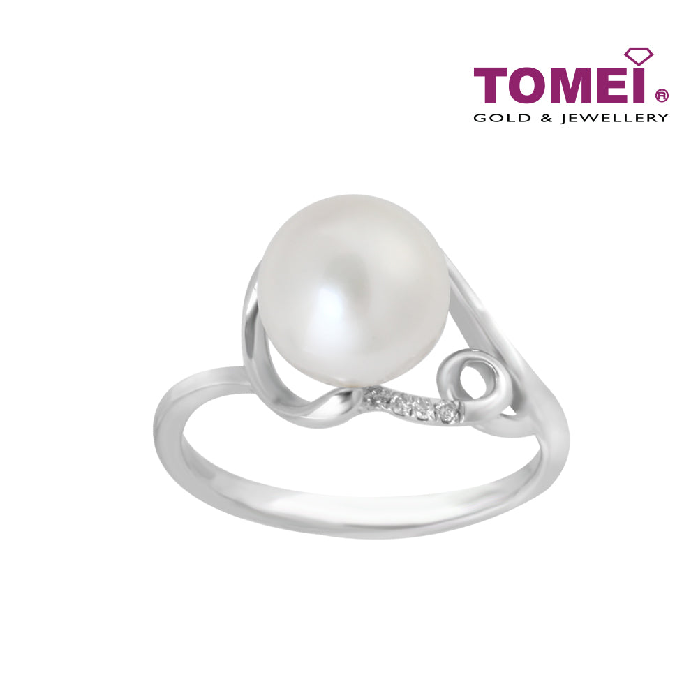 TOMEI Splendorous Grandeur of the Seas Ring, Diamond Pearl White Gold 375 (R3858V)