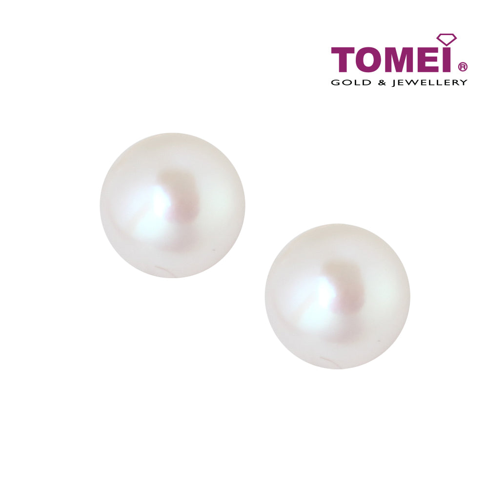 TOMEI Pearlfect Love White Pearl Earrings, White Gold 585