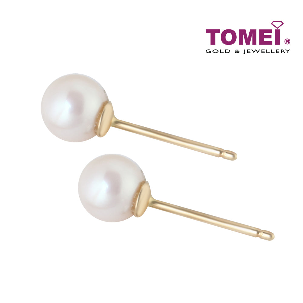 TOMEI Pearlfect Love White Pearl Earrings, White Gold 585