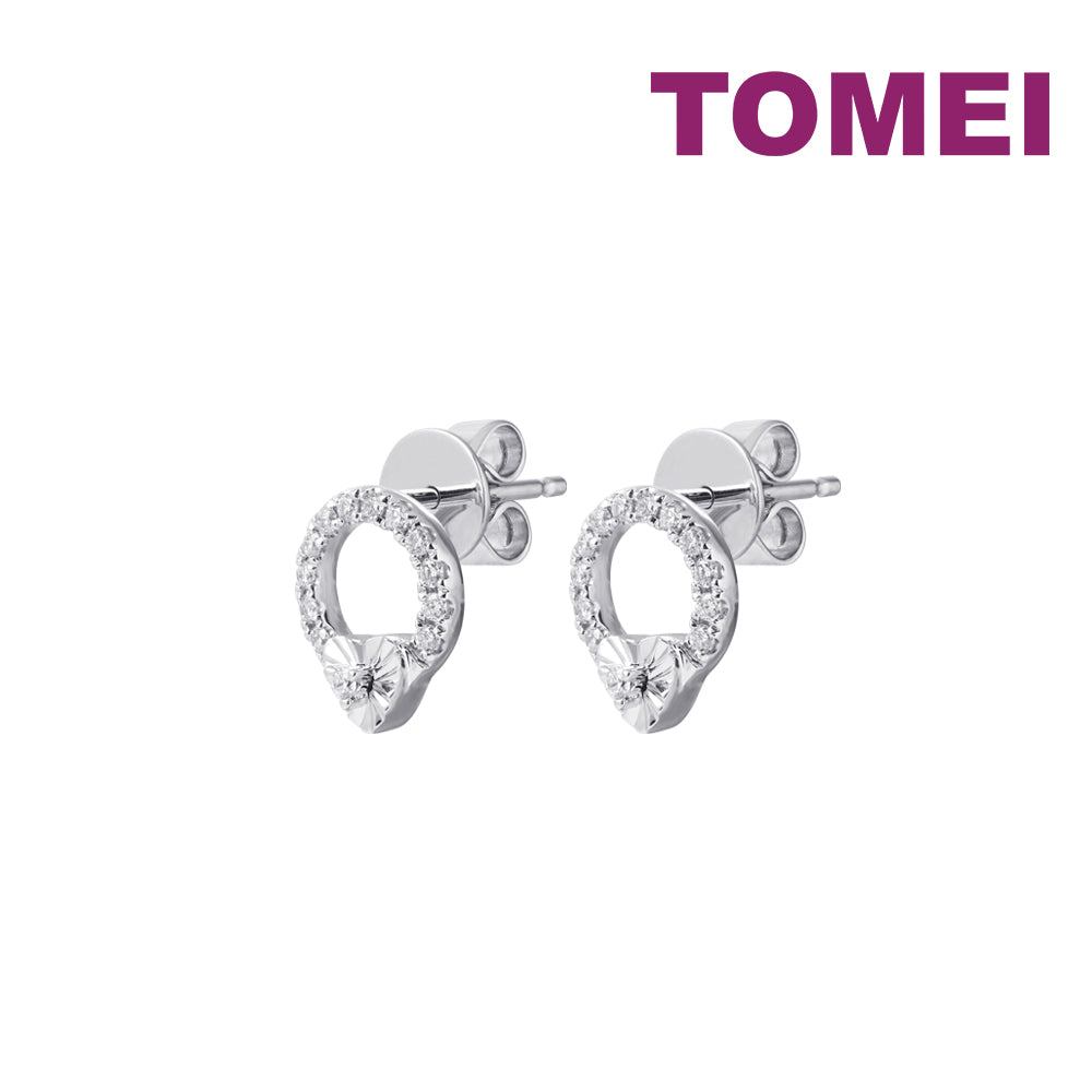 Earrings of Spellbindingly Striking Diamantes in Circular Motion | Snowy Snowball Collection | Tomei White Gold 585 (14K) (E2141)