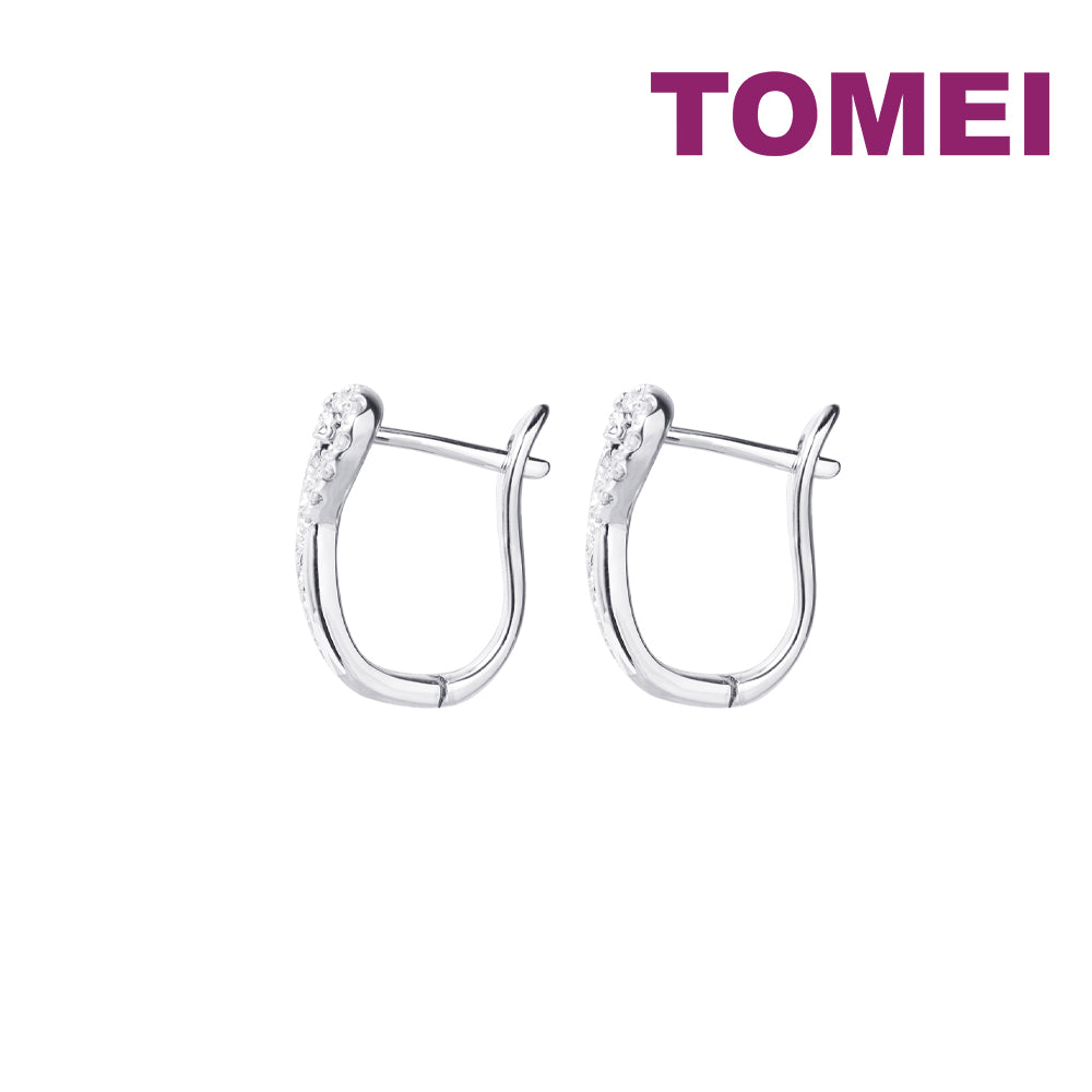 TOMEI Heart Loop Earrings, White Gold 585