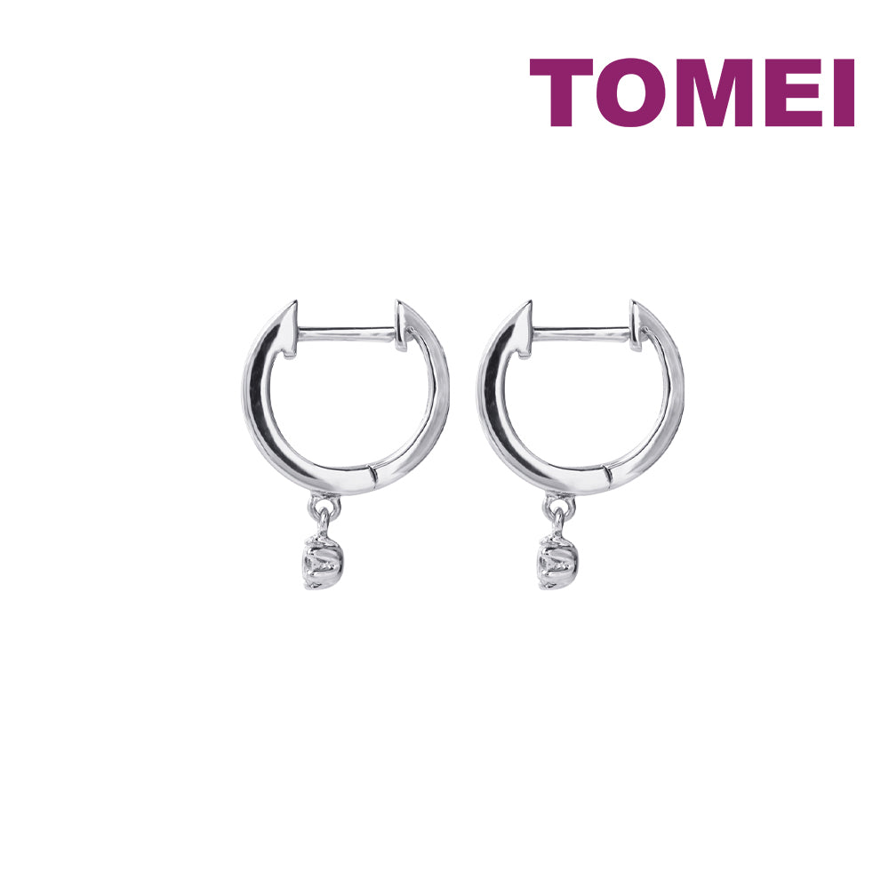 TOMEI Loop Earrings, White Gold 585