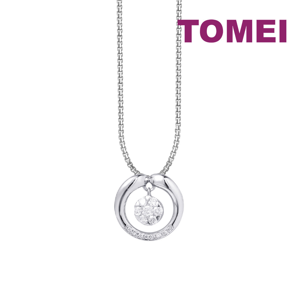 TOMEI Diamond Pendant Set, White Gold 585