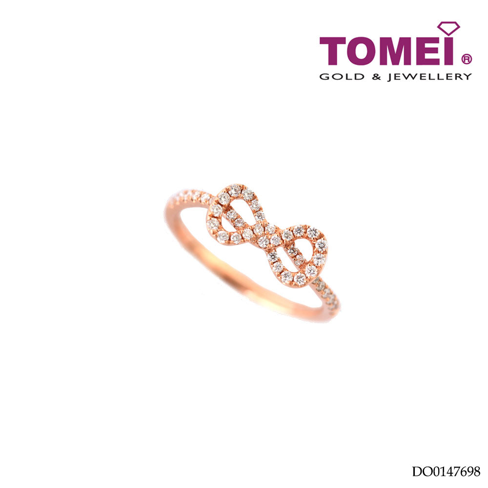 TOMEI Diamond Ribbon Ring, Rose Gold 750