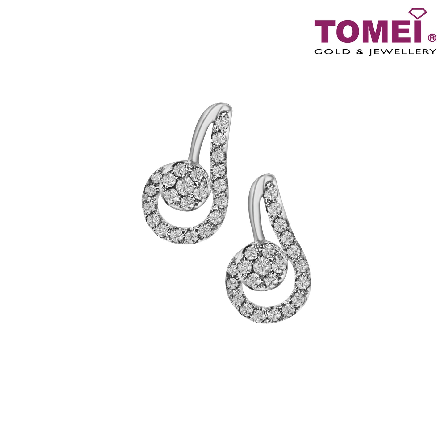 TOMEI Scintillante Diamond Earrings, White Gold 375 (E1453)