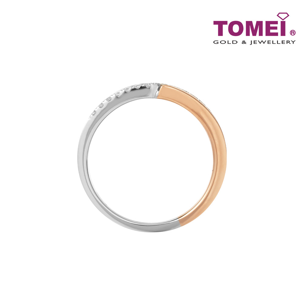 TOMEI Love Joins Us Together Diamond Ring, White+Rose Gold 585