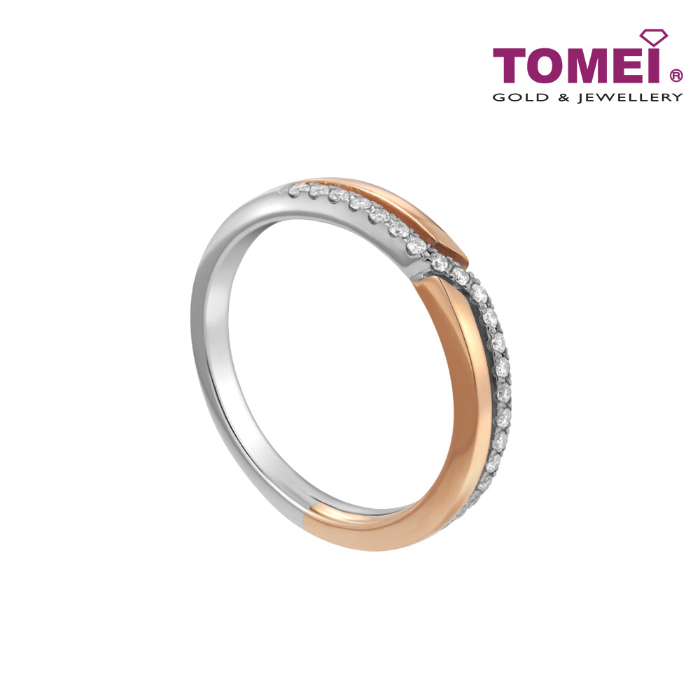 TOMEI Love Joins Us Together Diamond Ring, White+Rose Gold 585