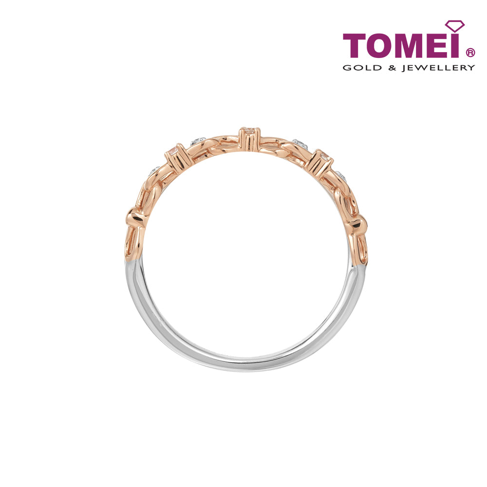 TOMEI Love Joins Us Together Diamond Ring, White+Rose Gold 585