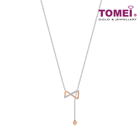 TOMEI Love Joins Us Together Collection Diamond Necklace, White+Rose Gold 585
