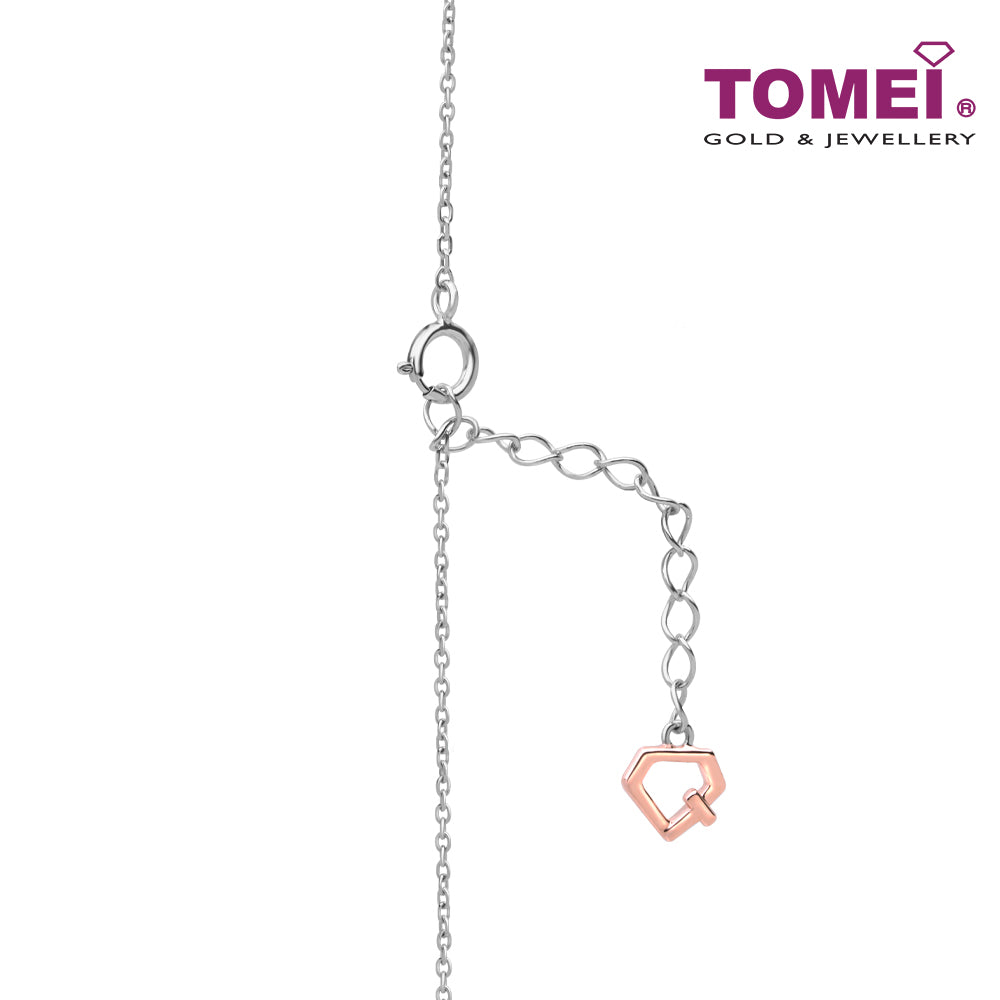 TOMEI Love Joins Us Together Collection Diamond Necklace, White+Rose Gold 585