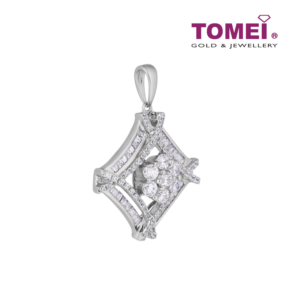 TOMEI Quadrated In Elegance Pendant, Diamond White Gold 750