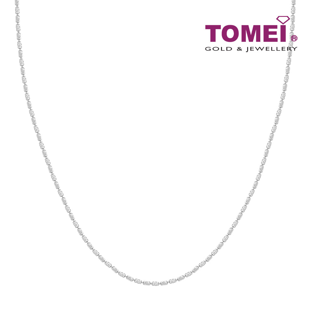 Tomei Sparkling with Laser Necklace, Unisex White Gold 585