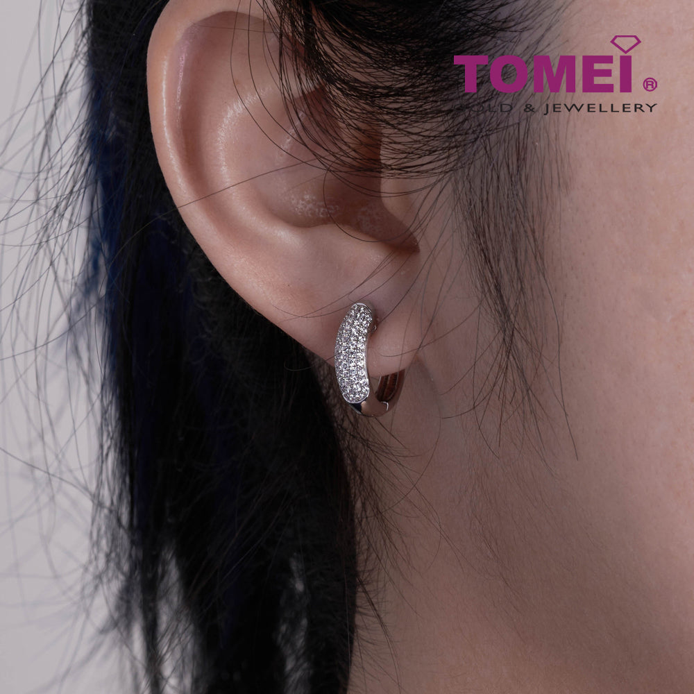 TOMEI 15mm Hoop Diamond Earrings White Gold 750