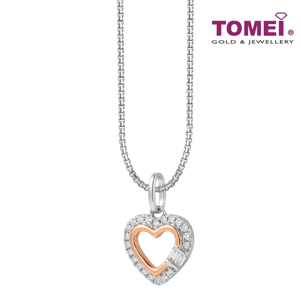 TOMEI Love Is Beautiful Collection Pendant Set, White+Rose Gold 585