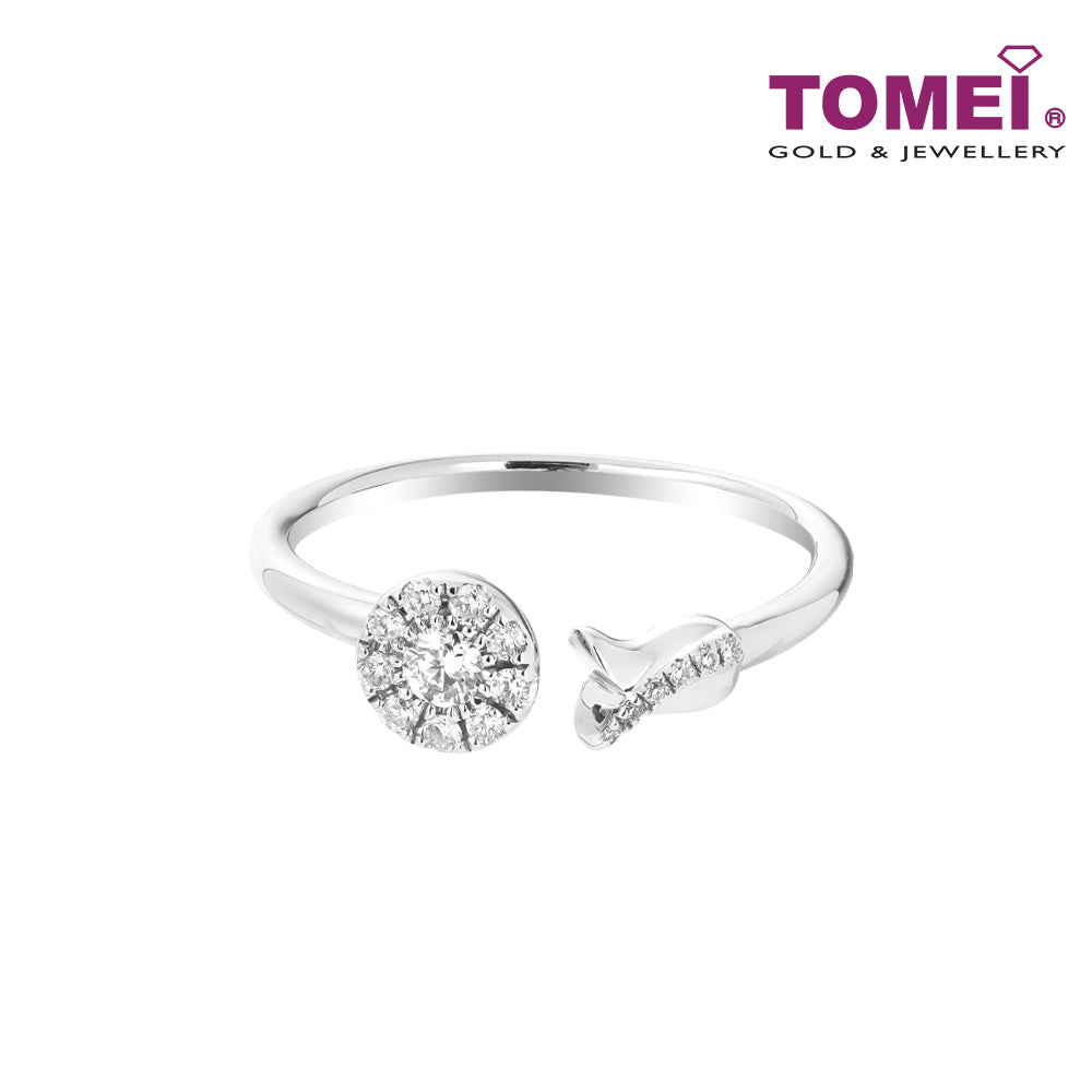 TOMEI Diamond Open Ring, White Gold 375