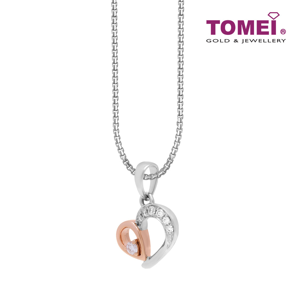 TOMEI Love Is Beautiful Collection Diamond Pendant Set, White+Rose Gold 585