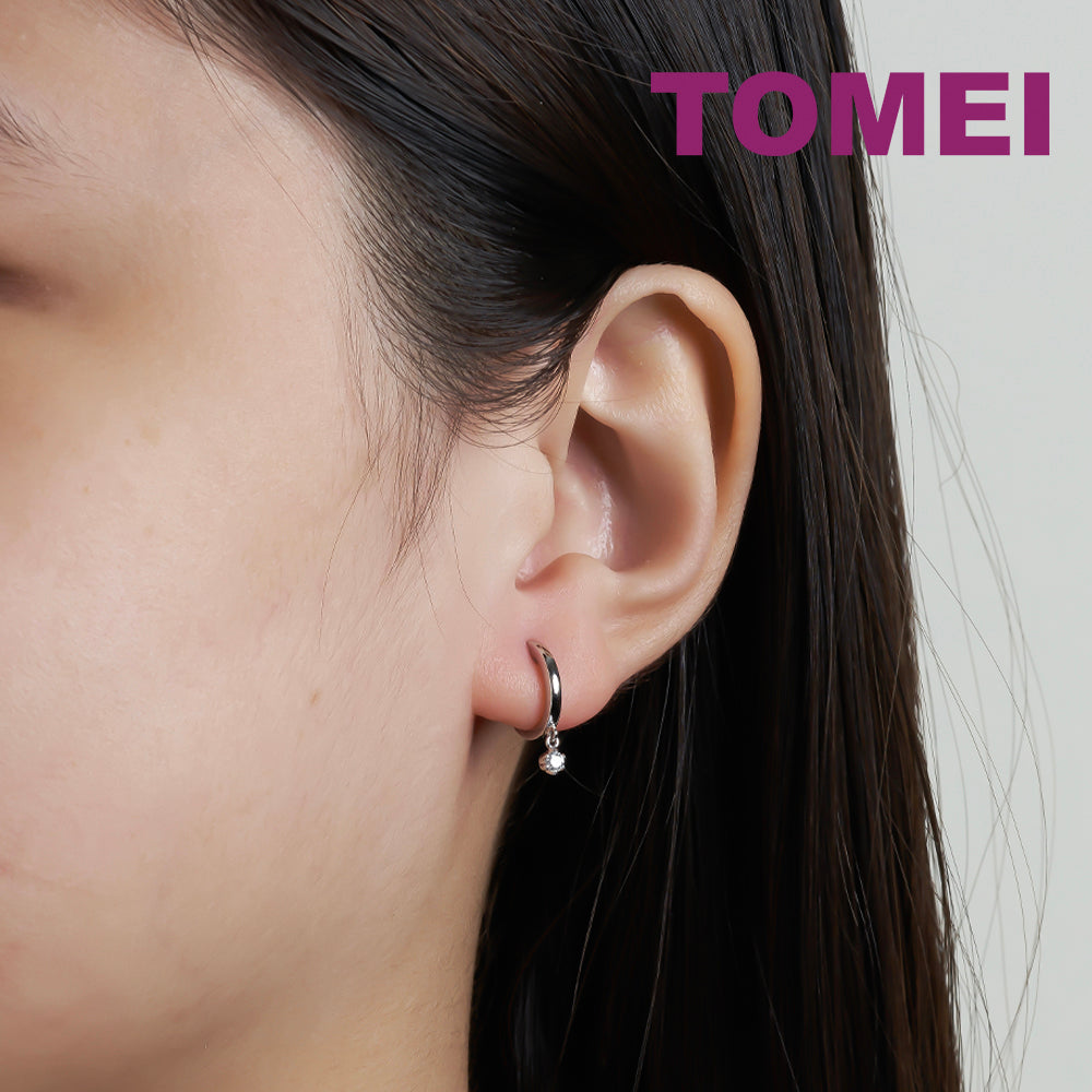 TOMEI Loop Earrings, White Gold 585