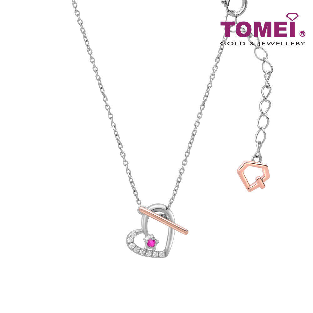 TOMEI Love Joins Us Together Ruby Necklace, White Gold 585