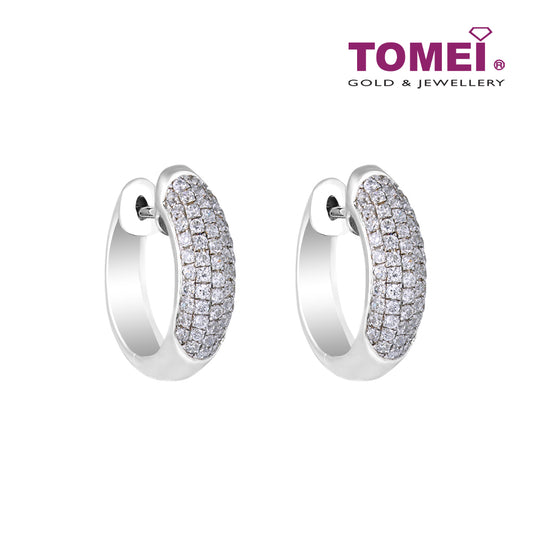 TOMEI 15mm Hoop Diamond Earrings White Gold 750
