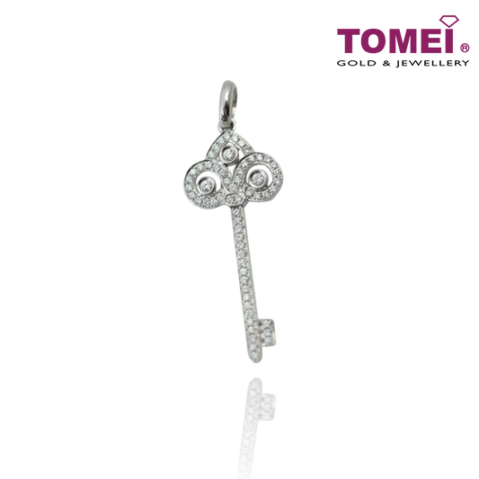 TOMEI Diamond Key Pendant, White Gold 750 (18K)  (P4251)
