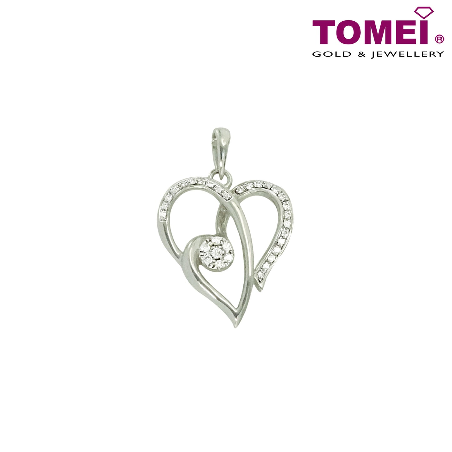 Entwined Love Diamond Pendant Set | Tomei White Gold 375/585 (P5385)