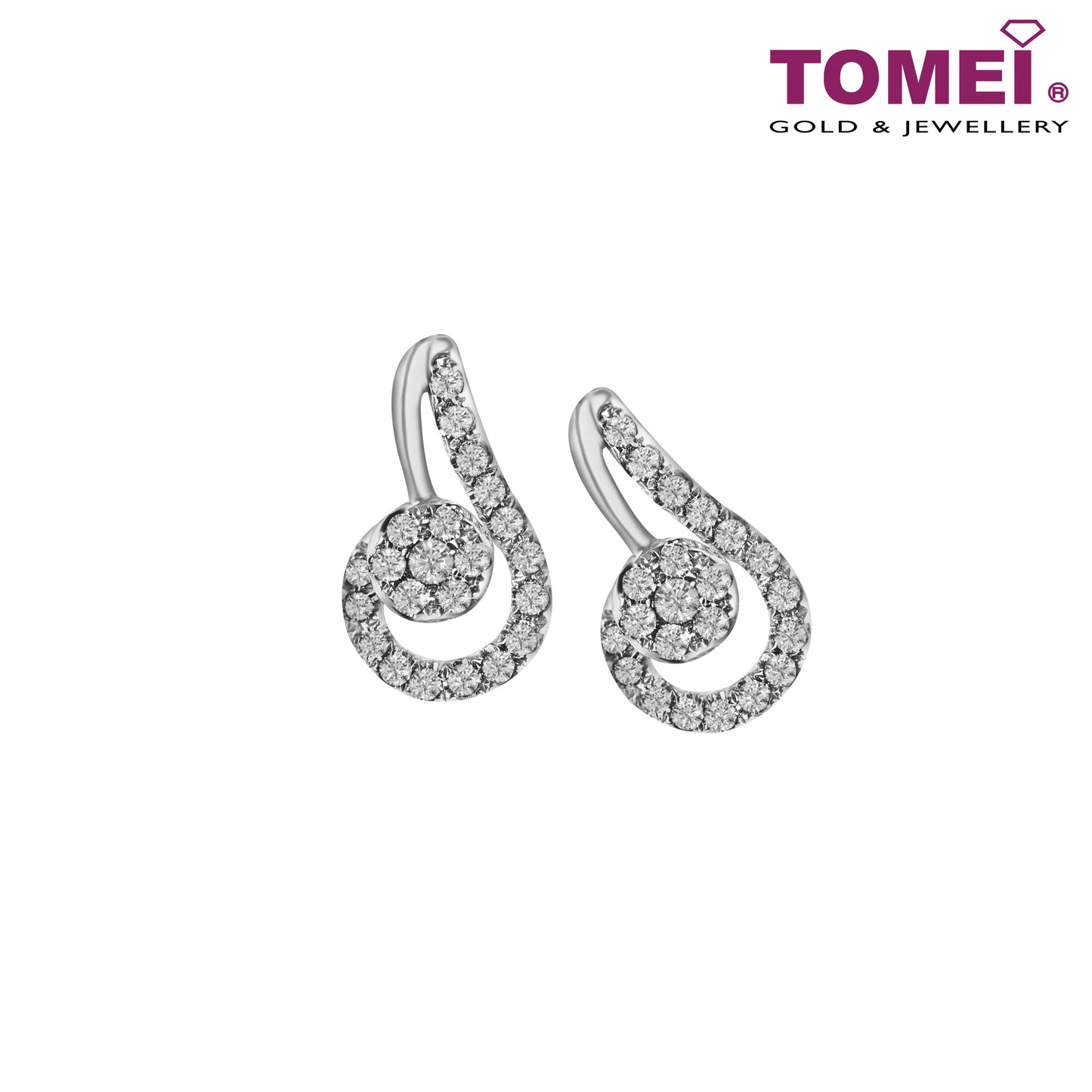 TOMEI Scintillante Diamond Earrings, White Gold 375 (E1453)