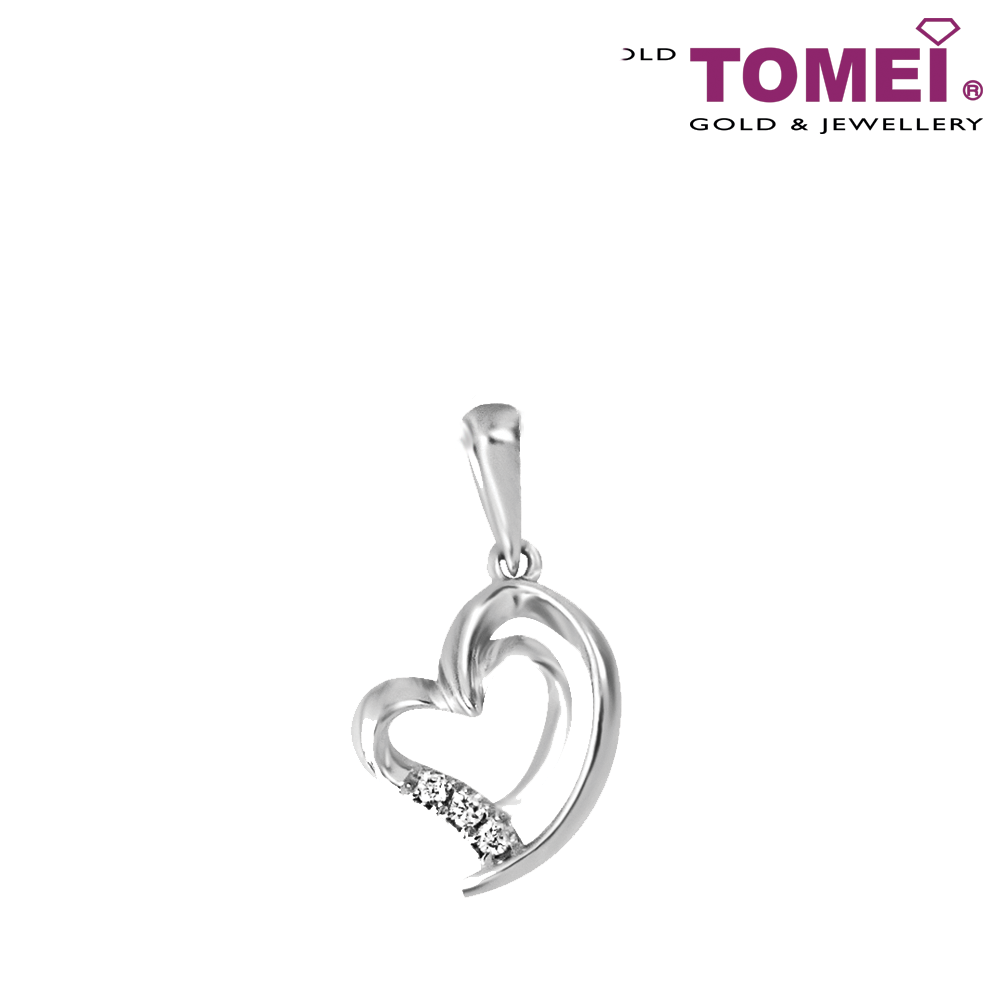 Tomei White Gold 585 (14K) "Love Keeper" Diamond Pendant Set (P4368)