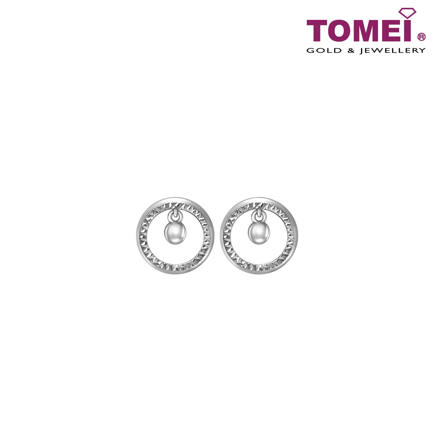 Earrings of Spherical Duo with Effortless Elegance | Snowy Snowball Collection | Tomei White Gold 585 (14K) (E2120)