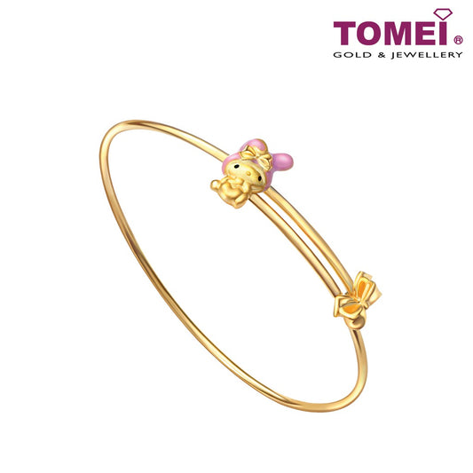 TOMEI x My Melody Pink Ribbon Bangle, Yellow Gold 916 (HK-M-YG1169B-EC)