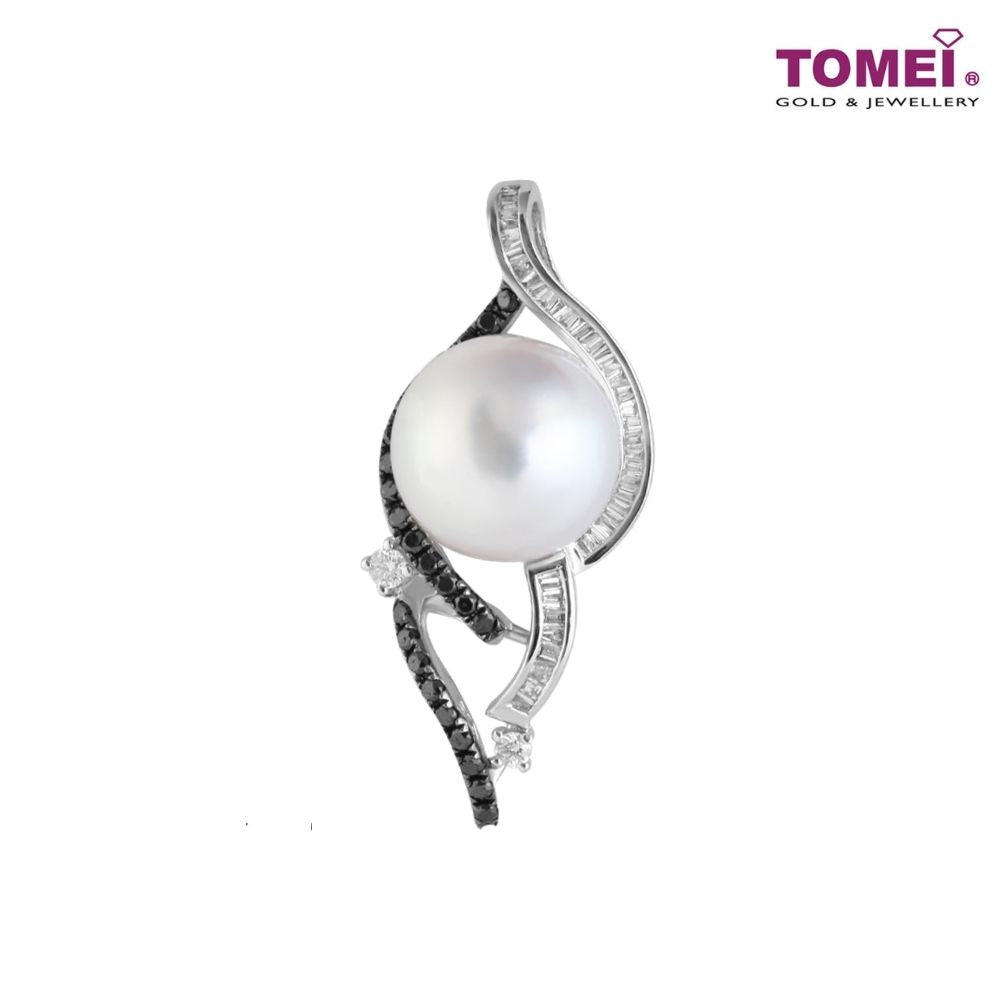 TOMEI South Sea Pearl Pendant, Black & White Diamond White Gold 750 (P3249)