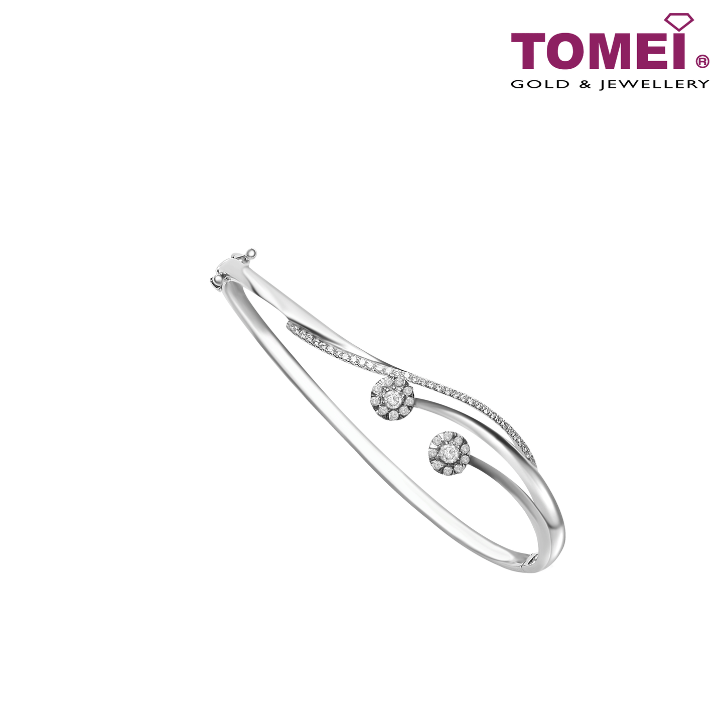 TOMEI Bangle of Style and Grace, White Gold 375 (B0661)