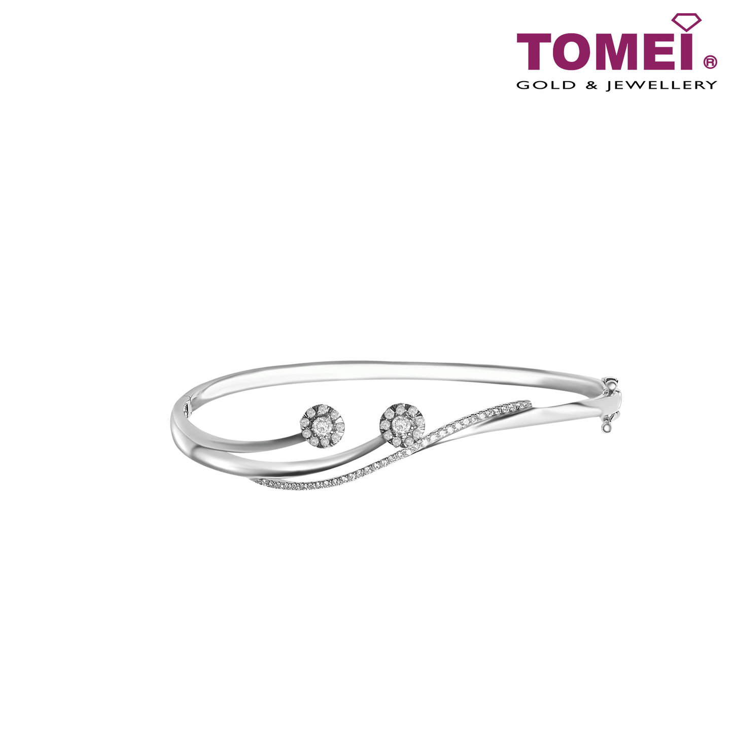 TOMEI Bangle of Style and Grace, White Gold 375 (B0661)