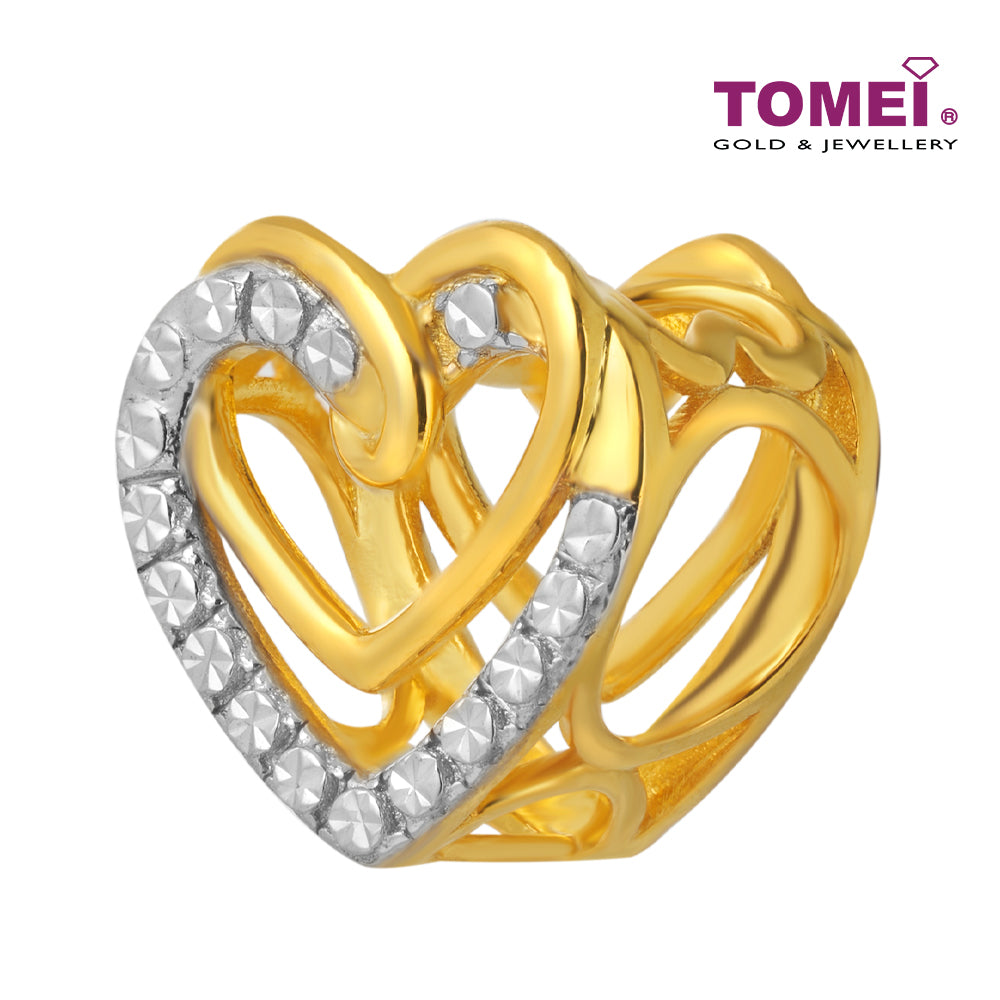 TOMEI Dual-Tone Love Charm, Yellow Gold 916
