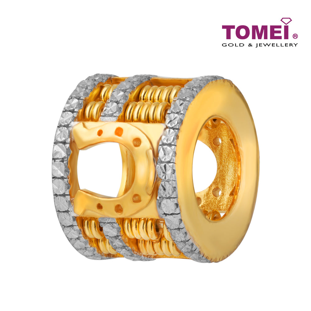 TOMEI Diamond Cut Collection Rolling Horseshoe Abacus Pendant, Yellow Gold 916