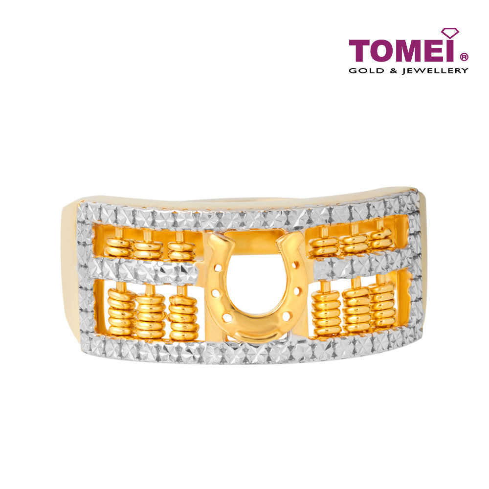 TOMEI Diamond Cut Collection Horseshoe Abacus Ring, Yellow Gold 916