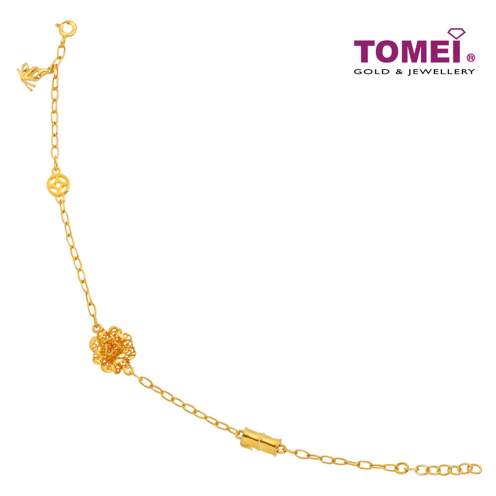 TOMEI Blooming Peony Flower Bracelet, Yellow Gold 916