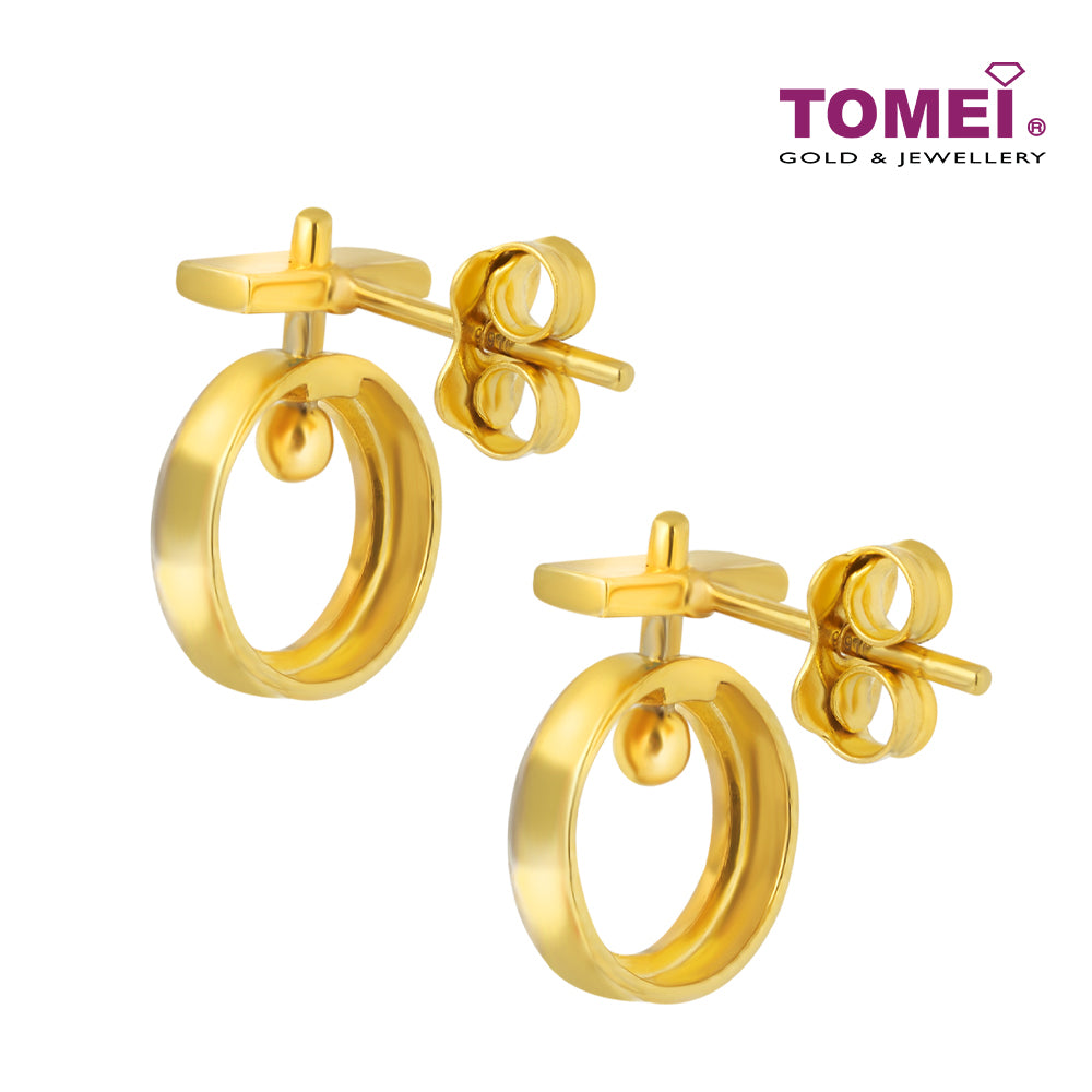 TOMEI Diamond Cut Collection Earrings Of Auspicious, Yellow Gold 916