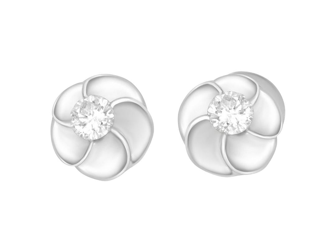Swirl Flower Diamond Earrings | Tomei White Gold 375 (9K) (E1155)