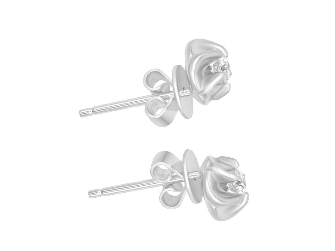 Swirl Flower Diamond Earrings | Tomei White Gold 375 (9K) (E1155)