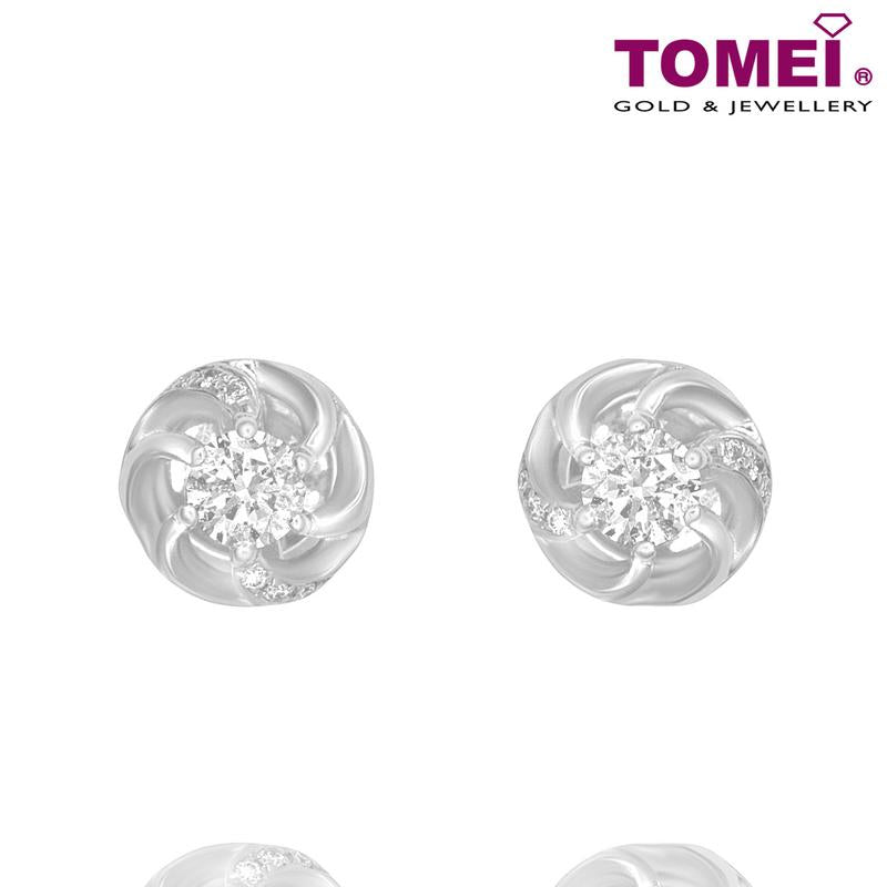 TOMEI Diamond Earrings, White Gold 375 (E1238)