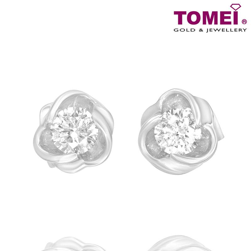 Tomei White Gold 375 (9K) "Wrap You in a Hug" Diamond Earrings (E1258)
