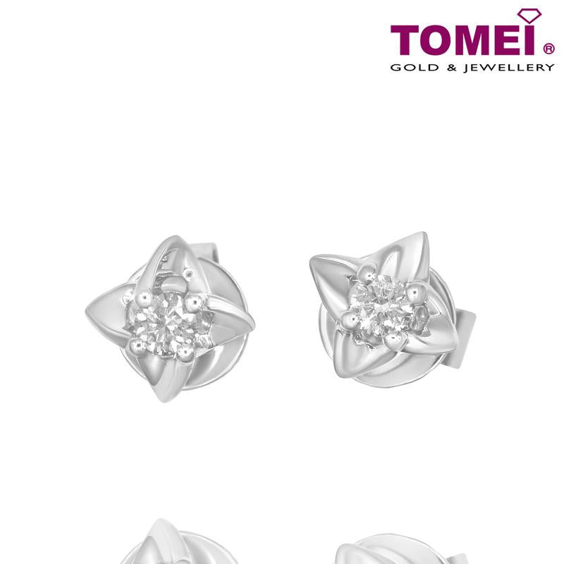 Tomei White Gold 585 (14K) "Lucky in Love" Diamond Earrings (E1438)