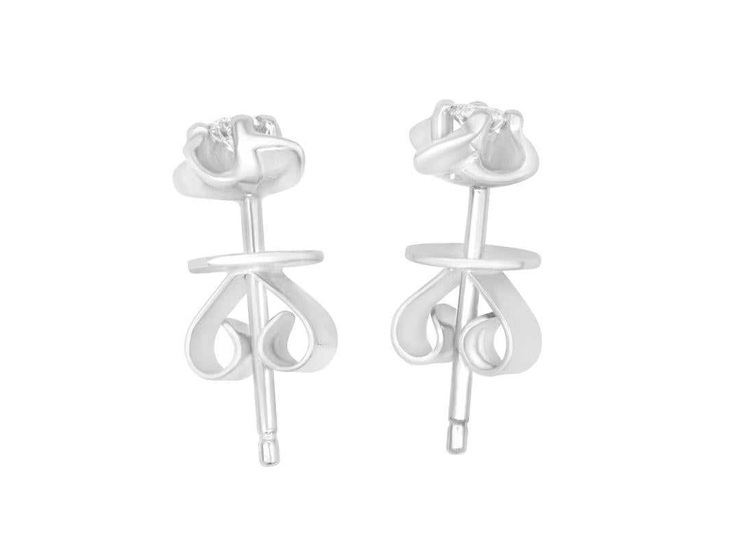 Tomei White Gold 585 (14K) "Lucky in Love" Diamond Earrings (E1438)
