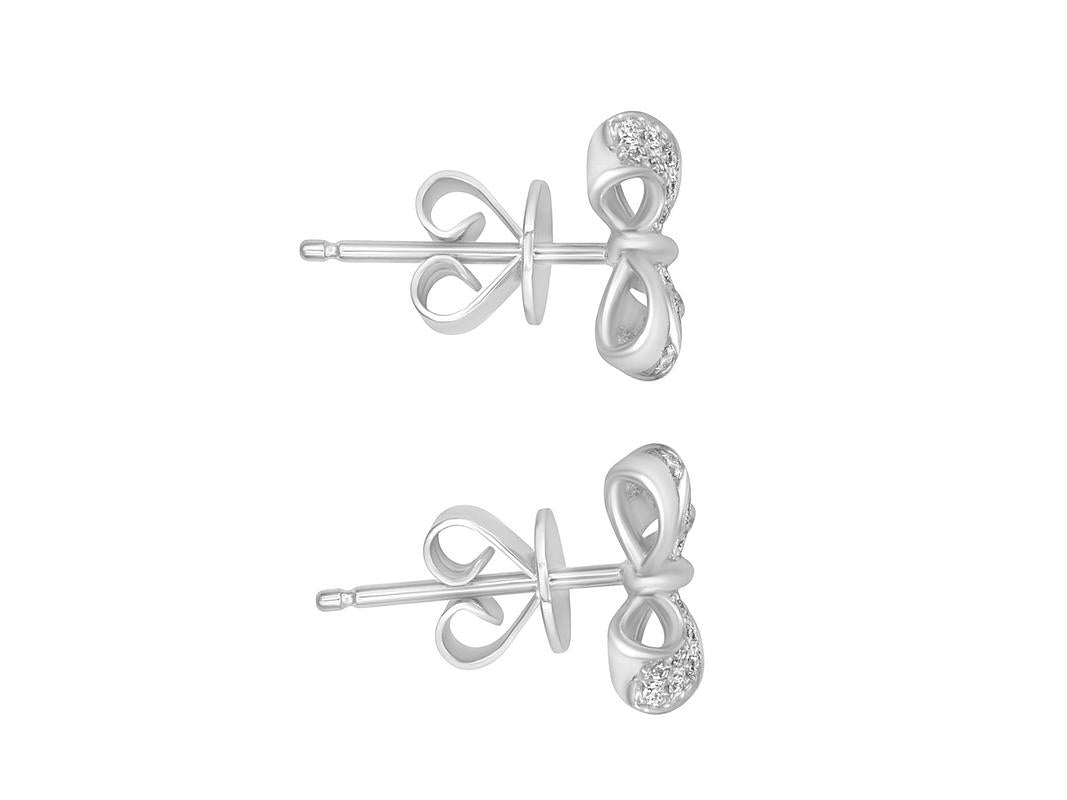 Tomei White Gold 375 (9K) "Too Sweet Ribbon" Diamond Earrings (E1973)
